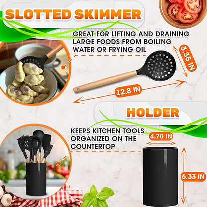 14 PCs Black Silicone Cooking Utensils Set