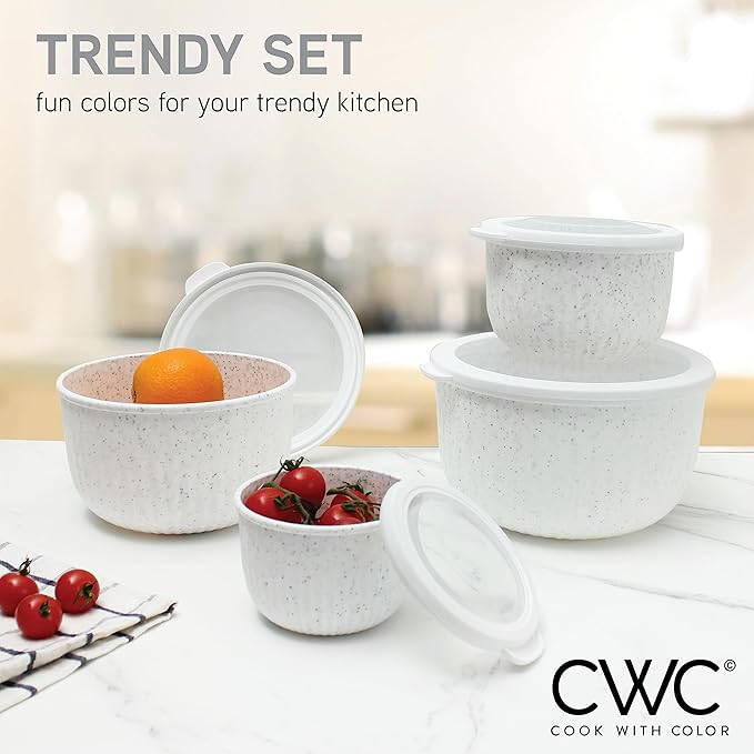 COOK WITH COLOR Prep Bowls with Lids- Wide and Deep Nesting Plastic Small