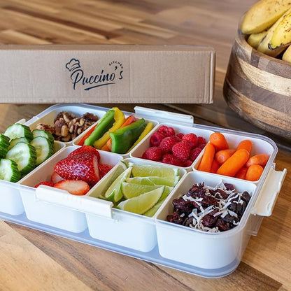 Puccino's Kitchen Snackle Box Container; 1 Pack; Microwave and Dishwasher Safe; Versatile snack box; Serving tray; Ideal Lunchable Container; snack box container serving dish; adult bento box