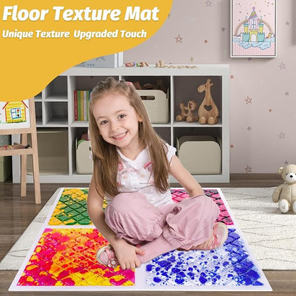 Liquid Lava Tiles for Kids： 11.8x11.8 in Educational Play Mat with Non-Slip Base Develop Motor Skills & Creativity for Children 3-12 Years (4 Pack C)