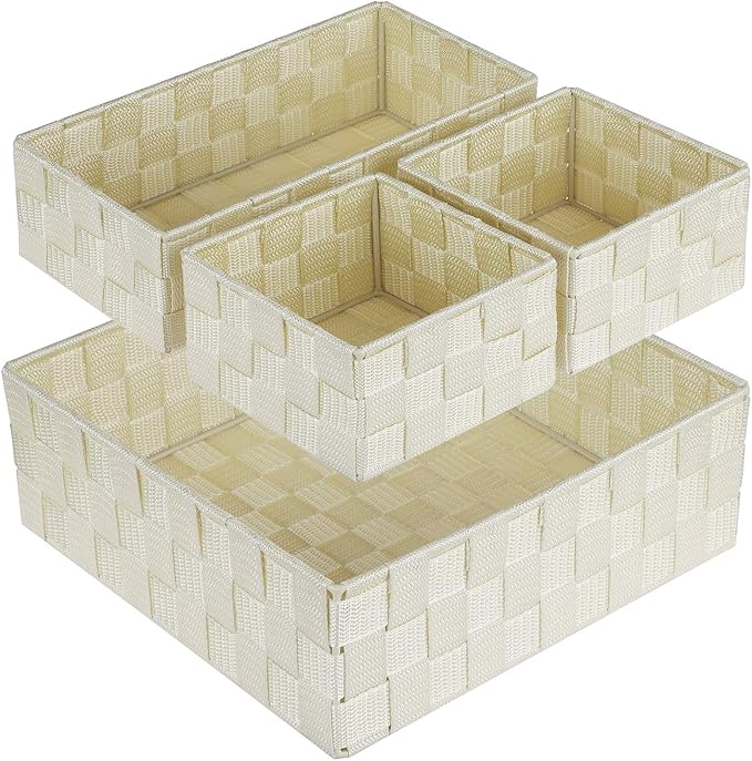 Posprica Woven Storage Baskets for Organizing, Small Black Baskets Cube Bin