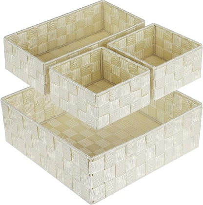 Posprica Woven Storage Baskets for Organizing, Small Black Baskets Cube Bin