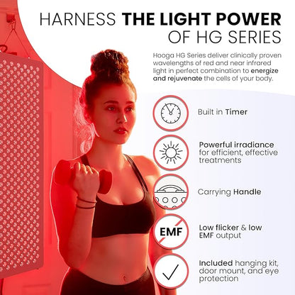 Hooga Red Light Therapy Panel for Face and Body, 60 High-Efficiency Low-Level