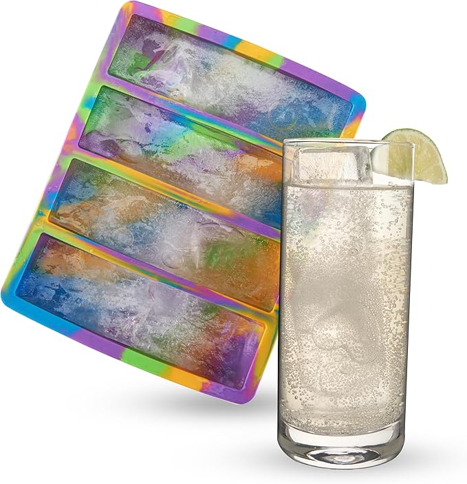 Host Ice Cube Tray, Makes Four 5-Inch Long Cubes, Durable Silicone Trays