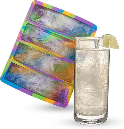 Host Ice Cube Tray, Makes Four 5-Inch Long Cubes, Durable Silicone Trays