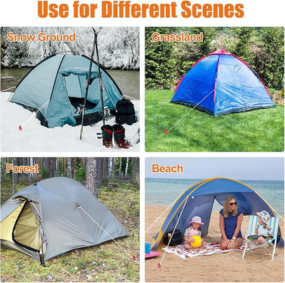 Eurmax USA Hiking Camping Tent Stakes and Hammer Set Lightweight Multi-Function Tent Hammer with Tent Stake Remover,Tent Pegs for Camping, Hiking, Backpacking, Gardening(Red Stakes)