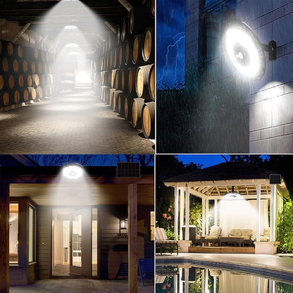 INDARUN Solar Shed Light with On/Off Switch, Up to 3000LM Solar Indoor/Outdoor Lights with 5 Modes, Motion Sensor Pendant for Barn, Gazebo, Garage, Patio, Yard