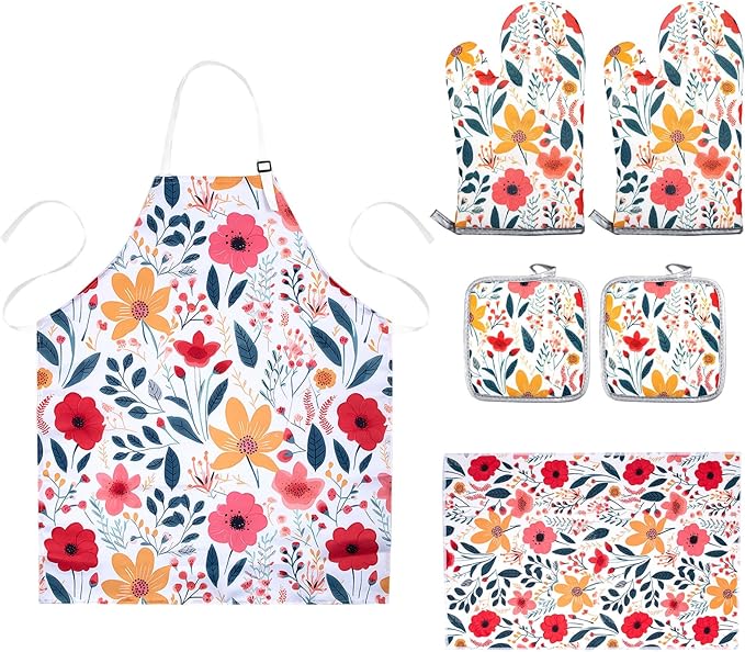6 Pcs Kitchen Stuff Accessories, Kitchen Oven Mitts and Pot Holders Sets