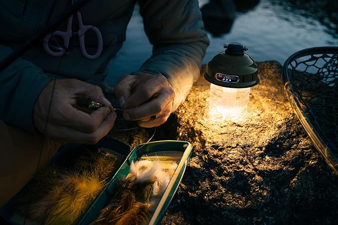 Barebones Beacon Hanging Light ??Olive Drab, Rechargeable LED Camping Lantern with Adjustable Brightness ??Weatherproof Vintage-Style Hanging Lantern for Outdoor Adventures and Year-Round Use