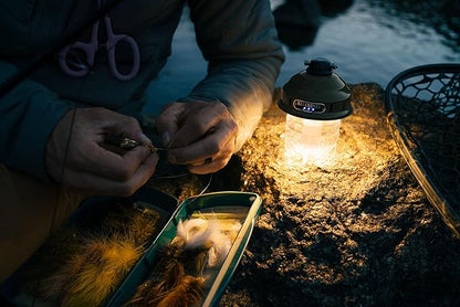 Barebones Beacon Hanging Light ??Olive Drab, Rechargeable LED Camping Lantern with Adjustable Brightness ??Weatherproof Vintage-Style Hanging Lantern for Outdoor Adventures and Year-Round Use