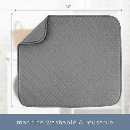 S&T INC. Dish Drying Mat, 16” x 18”, Absorbent Microfiber Kitchen Counter Mat