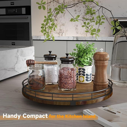 Farmhouse Oak 12" Lazy Susan Turntable Organizer