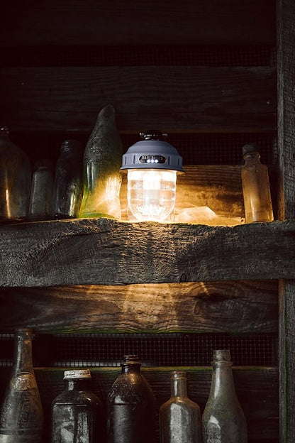 Barebones Beacon Hanging Light ??State Grey, Rechargeable LED Camping Lantern with Adjustable Brightness ??Weatherproof Vintage-Style Hanging Lantern for Outdoor Adventures and Year-Round Use