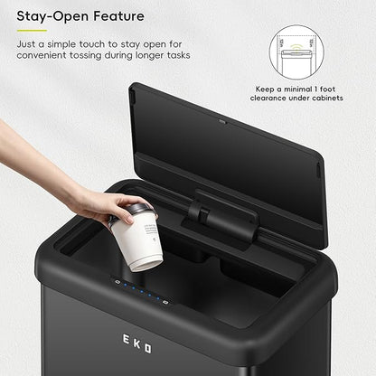 EKO Vintage 50L / 13.2 Gallon Motion Sensor Trash Can, Dual Compartment 32L +