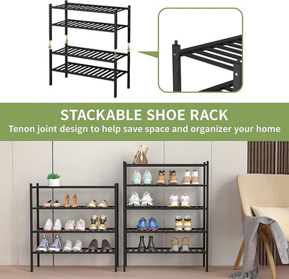 ROMGUAR CRAFT 4 Tier Bamboo Shoe Rack