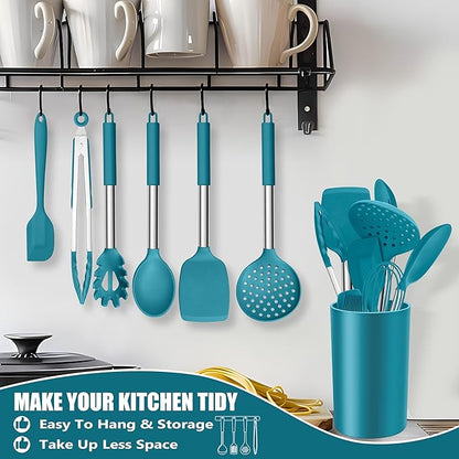 E-far 14 Pieces Silicone Cooking Utensils Set, Kitchen Utensils Set