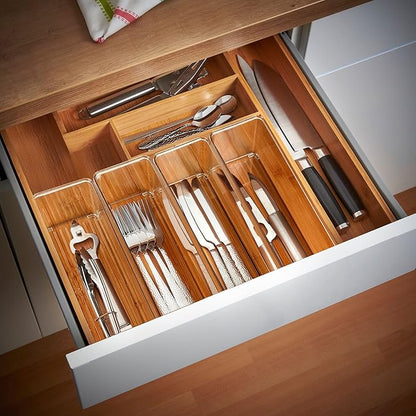Qilinba 8 PACK Drawer Organizer Bins Bathroom Deep Drawer Silverware Organizers
