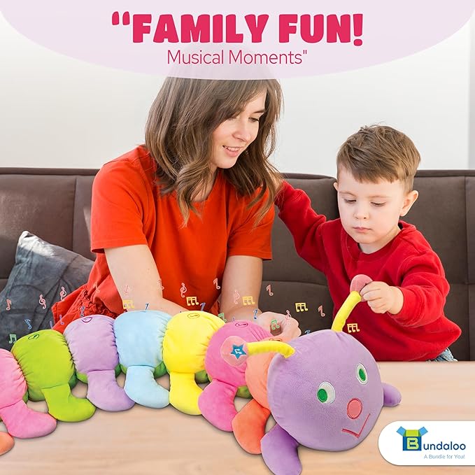 Bundaloo Jumbo Musical Caterpillar Plush Toy - Plays Fun Songs and 8 Musical Key Notes | for Children & Toddlers