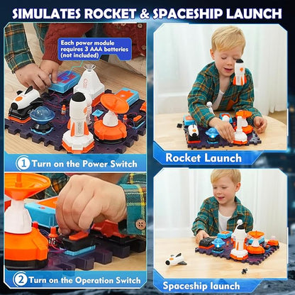 VATOS Space Science Circuit Kits for Kids - 31PCS Electronics Exploration STEM Kit with 100+ Projects, Rocket Launcher & Light Up Astronaut | Educational Learning Toy Gift for Boys Girls Ages 6+