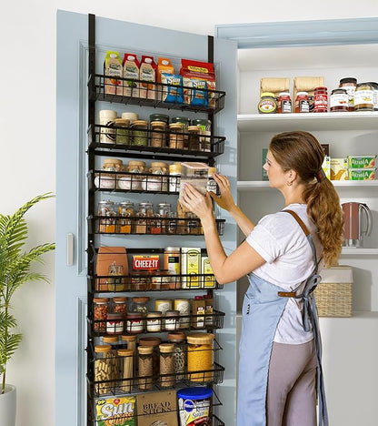 Mefirt Over The Door Pantry Organizer, Wall Mount Spice Rack, Pantry Hanging