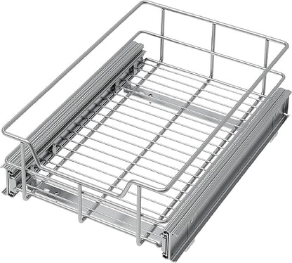 Pull Out Cabinet Organizer 11" W X 22" D, Slide Out Drawers For kitchen organizers and storage, Pull Out Drawers For Cabinets Capacity Heavy Duty Caddy, Cabinet Shelves Chrome-Plated, Bathroom Pantry