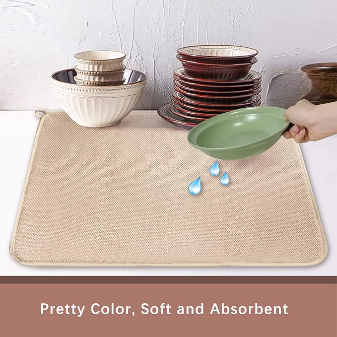 Dish Drying Mats for Kitchen Counter, 2 Pack Dish Drying Pads Dish Rack Mat