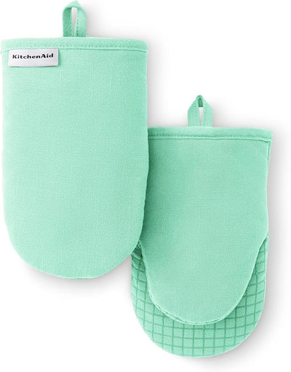 KITCHENAID Gourmet Series Gridlines Mini Oven Mitts 2-Pack Set, Heat Resistant
