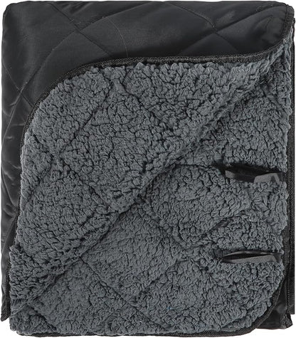 REDCAMP Large Camping Blanket with Sherpa Lining, Cold Weather Warm Outdoor Blanket Windproof for Camping Stadium, Machine Washable 59"x 71" Black