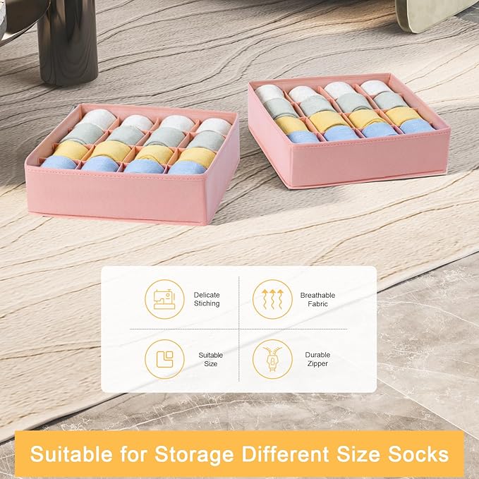 Joyoldelf Sock Drawer Organizer Divider, 16-Cell Underwear Organizers and