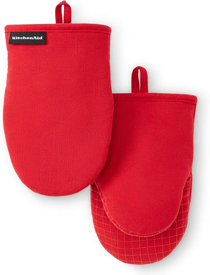 KITCHENAID Gourmet Series Gridlines Mini Oven Mitts 2-Pack Set, Heat Resistant