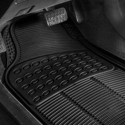 FH Group Automotive Floor Mats - Heavy-Duty Rubber, Universal Fit Full Set, ClimaProof, Trimmable For Most Cars, Sedan, SUV, Truck, Black
