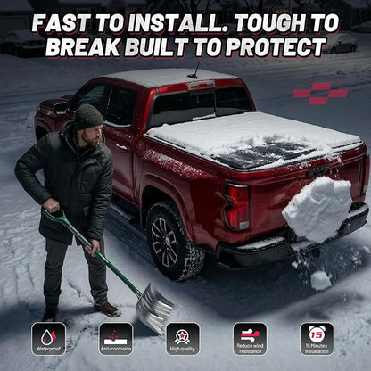 BDFHYK Hard Tri Fold Tonneau Cover Fits Chevy Silverado 1500 2019-2026 5.8 FT Bed, Crew Cab, Waterproof Low Profile Truck Bed Cover with Anti-Theft Lock, Easy Install for Camping and Work Trucks