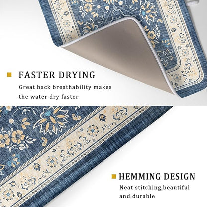 Blue Boho Dish Drying Mat for Kitchen Counter 18x24 Inch Fast Dry Drying Pad