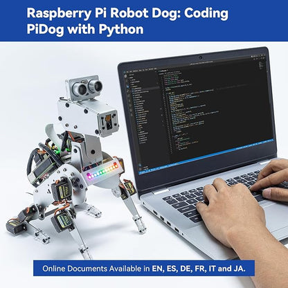 SunFounder PiDog AI Robot Dog Kit for Raspberry Pi 5/4/3B+/3B/Zero 2W, ChatGPT-4o Enabled with Voice Command & Video Recognition, App Control, FPV, 12 Servos, Gyroscope, Camera, Mic (RPI NOT Included)