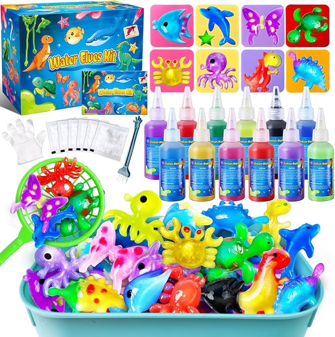 Kacwsoay Magic Water Elf Toy Kit for Kids - Water Pets with 12 Colors - DIY Squishies Maker Crafts Birthday Gifts for Boys and Girls