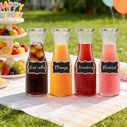 INSETLAN 1 Liter Ribbed Glass Carafe