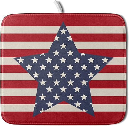 Blue Star Patriotic July of 4th Dish Drying Mat