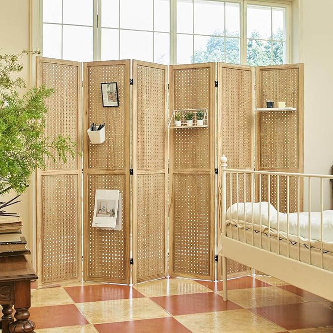 Pegboard Display, 5.6Ft Portable Freestanding Wall Organizer Wooden Room