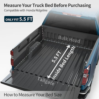 OEDRO FRP Hard Tri-fold Tonneau Cover Fold Truck Bed Covers Fits for Toyota Tundra 2007-2021 (Excl. Trail Edition) with 5.5 Feet Bed with Deck Rail System