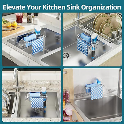 TAILI 4-in-1 Sink Caddy with Strong Suction Cup, Sponge Holder