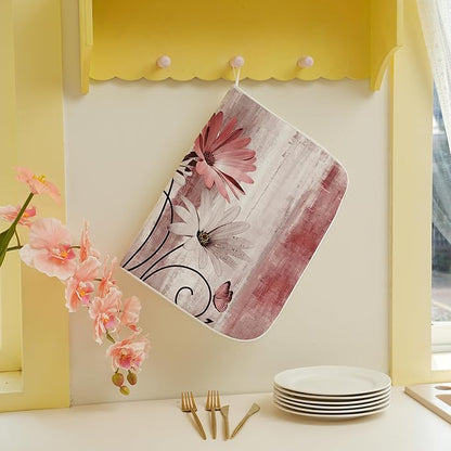 Floral Dish Drying Mat 18x24 Inches