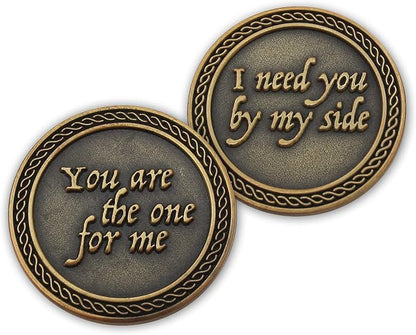 Romantic Love Expression Antique Gold Plated Pocket Coin for Date Night, You are The One for Me, I Need You by My Side, Love Gift for Men & Women, from Him or Her