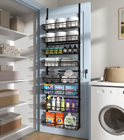 Mefirt Over The Door Pantry Organizer, Wall Mount Spice Rack, Pantry Hanging