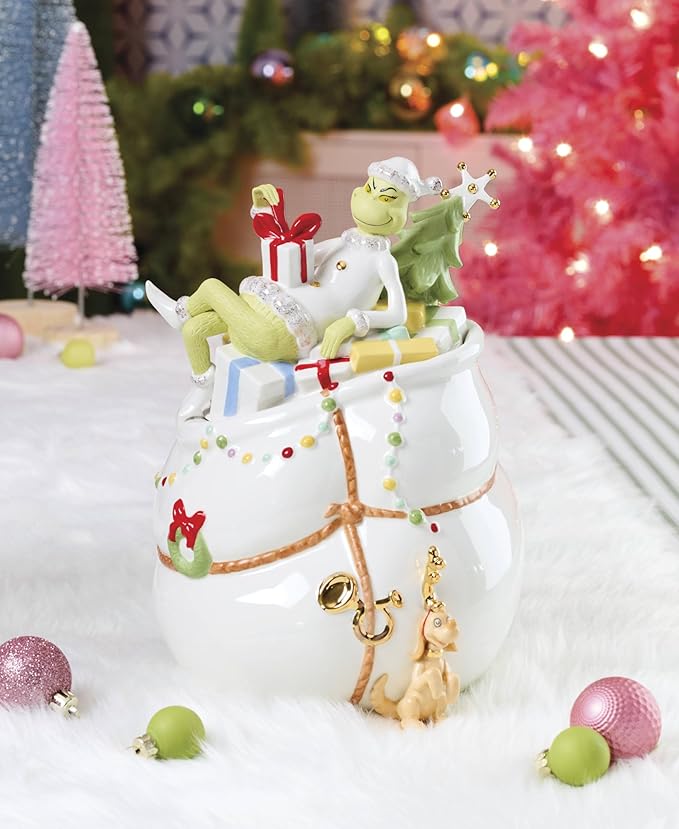Lenox 894169 Merry Grinchmas Cookie Jar, Christmas & Holiday Hosting