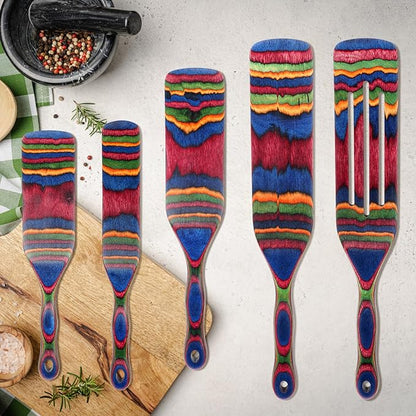 Spurtle Set, Wooden Utensils for Cooking, Kitchen Utensils Set, Pakkawood