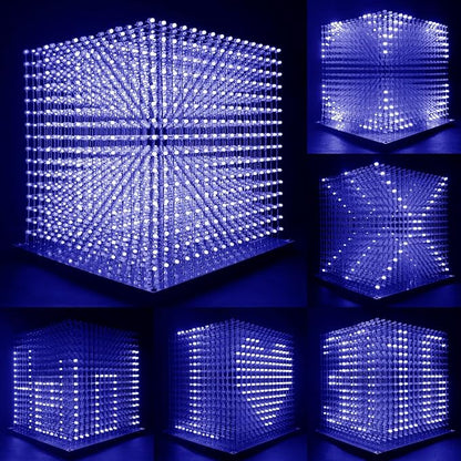 Mini 3D Led Cube DIY Electronics Kit Soldering Project Kit (3D16MINI-ALLBLUE-KIT)