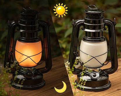 YAKii LED Vintage Flame Lantern Metal Outdoor Hanging Lantern with Dancing Flame Battery Operated Halloween Outdoor Indoor Decoration(Black Pack of 2)