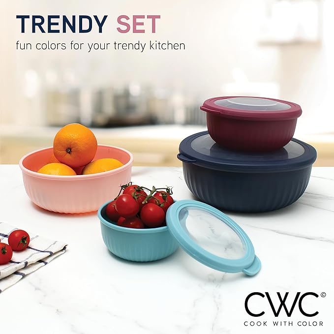 COOK WITH COLOR Prep Bowls with Lids- Wide and Deep Nesting Plastic Small