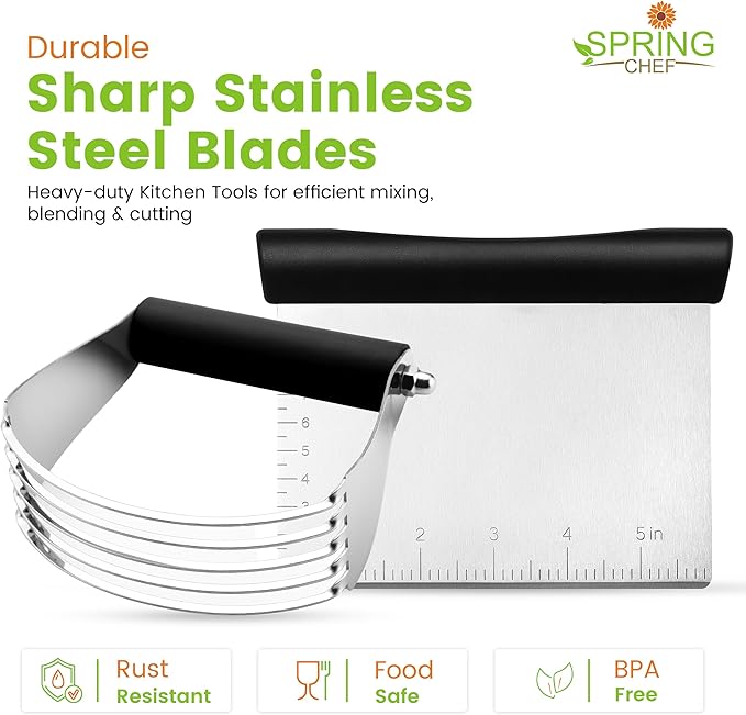 Spring Chef Dough Blender & Pastry Cutter Tool, Stainless Steel Pastry Blender