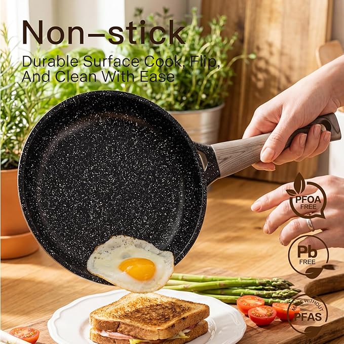 Pots and Pans Set Nonstick 22 Pcs, Ceramic cookware set Non-Toxic Coating Inky